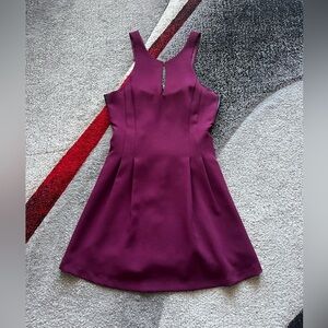 BCBGeneration Brûlée Cutout Back Faux Leather Accent Mini Dress